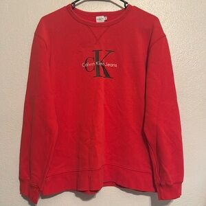 Calvin Klein Red Crew Neck Long Sleeve